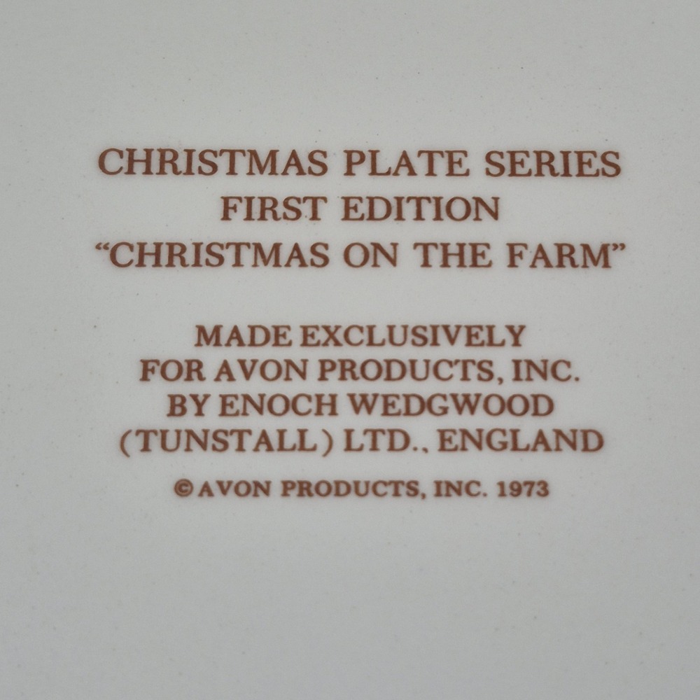 1973 Vintage Avon Christmas Plate "Christmas On The Farm"  First Ed. w/Box - Picture 14 of 16